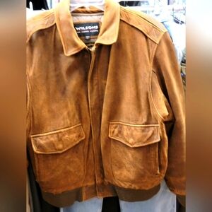 Vtg Wilsons Brown  Leather Bomber Jacket Sz L